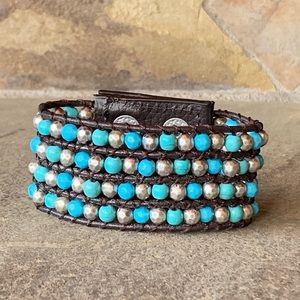 Turquoise leather bracelet
